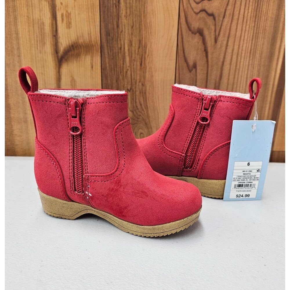 Cat & Jack Etta Red Little Girl's Booties Size 6T